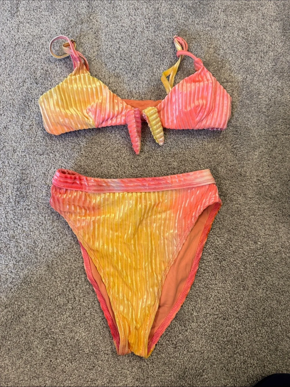 Dippin' Daisy's Pink and Orange Velvet Tie Dye Bikini